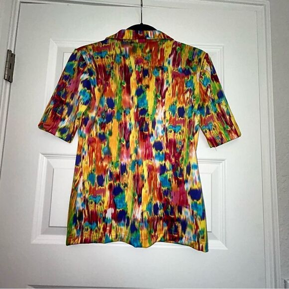 Tzu Tzu Watercolor Print Short Sleeve Top - Picture 4 of 7